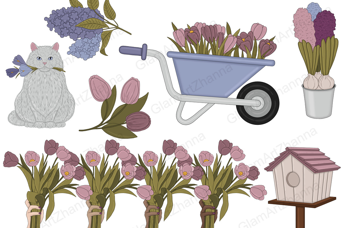 Flower Bouquet Clipart Set, a Seasonal Illustration by GlamArtZhanna (Photo 4 of 5)