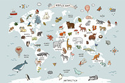Animals World Map, an Animal Illustration by GooseFrol (Thumbnail 2 of 3)
