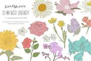 HandDrawn Flower Library, an Illustration by Linseed Studio (Thumbnail 1 of 10)