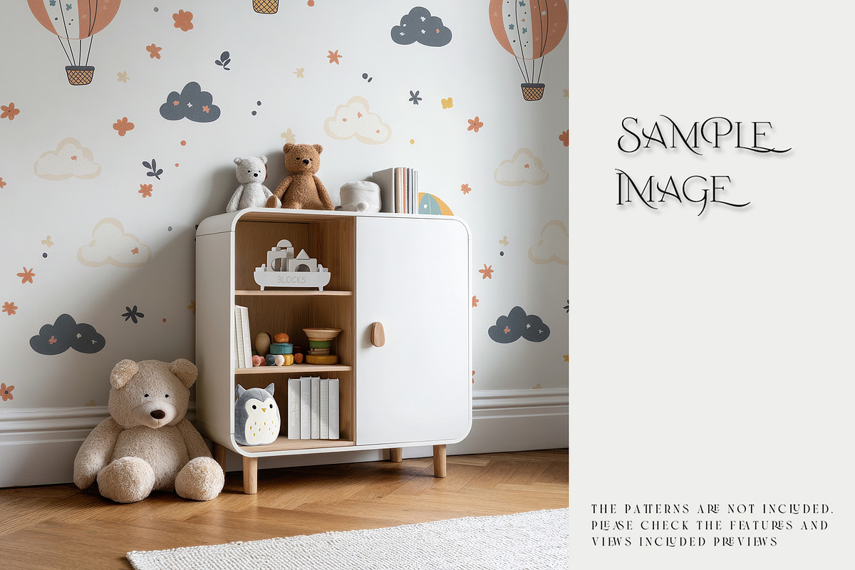 Nursery Wallpaper PNG & PSD Mockups, a Product Mockup by mock-ups