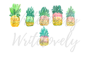 Watercolor pineapple clipart, an Illustration by Writelovely (Thumbnail 2 of 2)