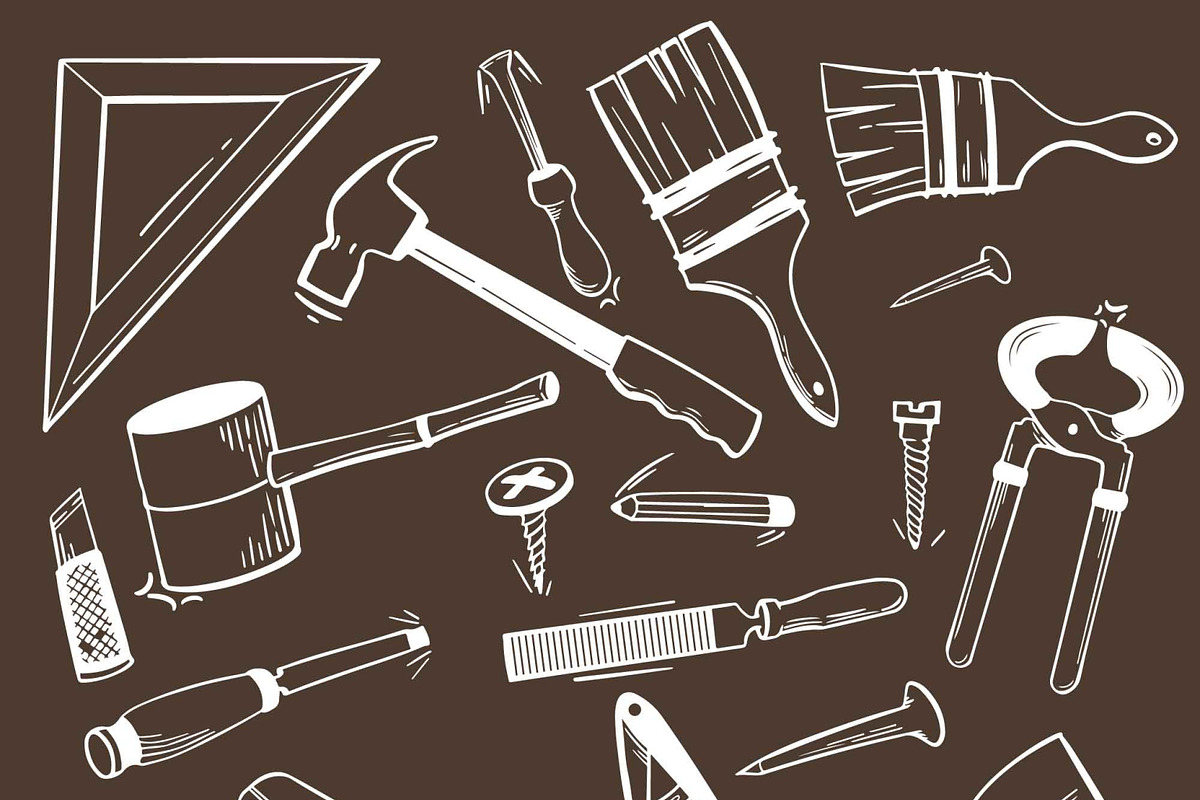 Carpentry Tools Illustrations, an Object Illustration by INDERNEILk (Photo 2 of 2)