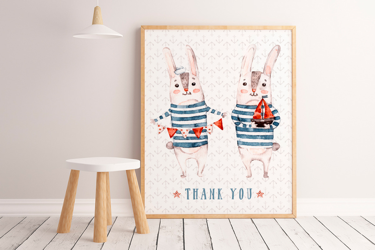 Sea rabbits naive watercolor clipart, an Animal Illustration by UlitkaStudio (Photo 9 of 9)