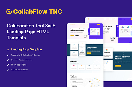 CollabFlow - Landing Page Template, a HTML Template by TNCFlow