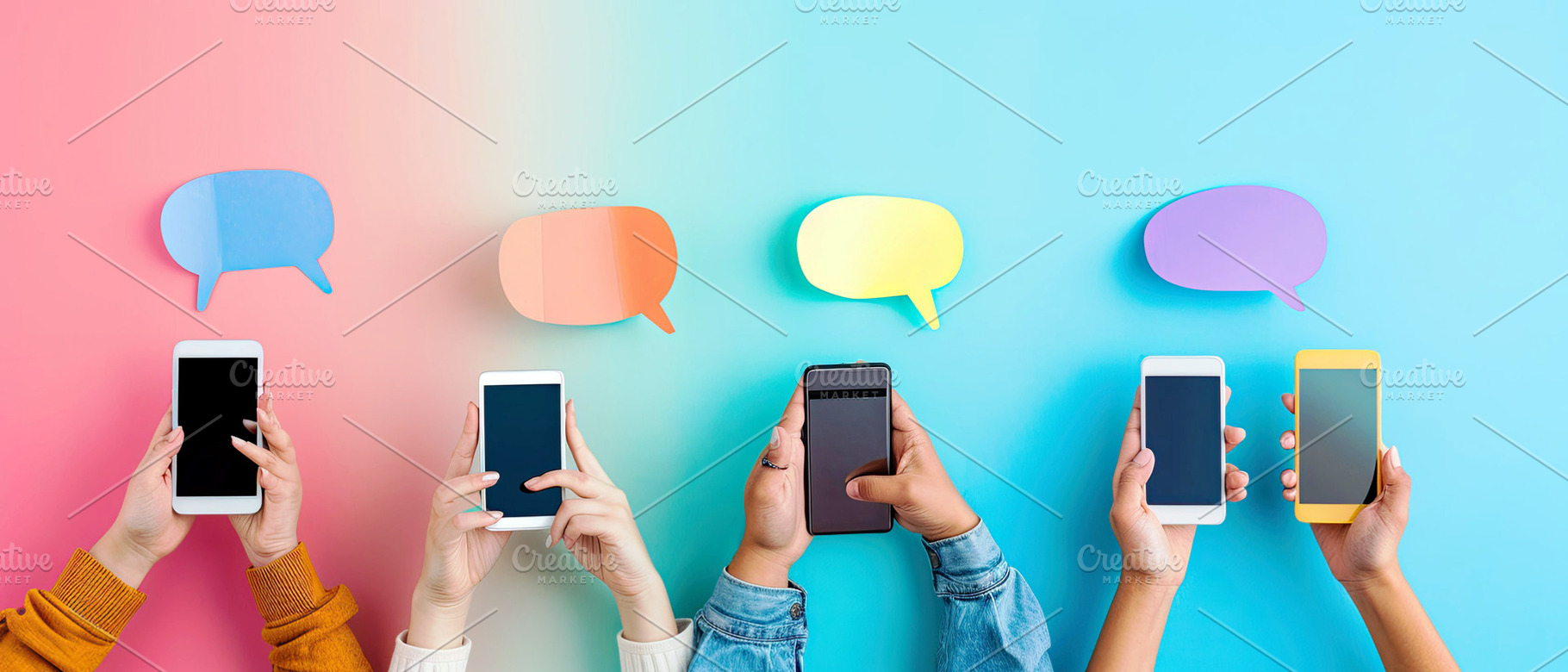 Social Media Communication Hands hol, a Photo by LOGOCREATIVE