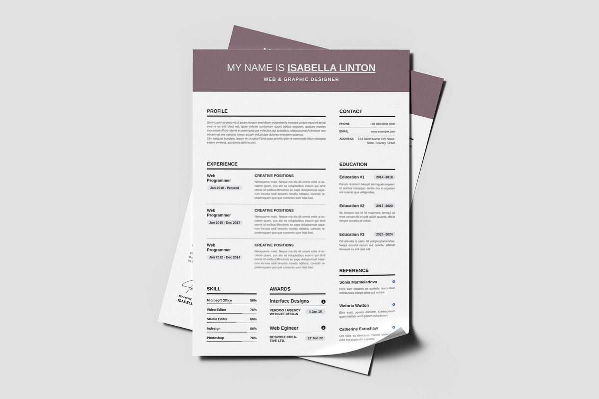 Modern Resume Template CV Design, a Resume Template by PixelStudio (Photo 2 of 5)