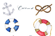 Summer sea watercolor set, an Illustration by Watercolor & sketches (Thumbnail 2 of 7)