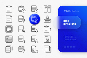 Task Template Outline Icons, an Outline Icon by cidcud_graphic