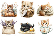 Cat & Kitten Watercolor Clipart, an Illustration by Watercolor design (Thumbnail 4 of 4)