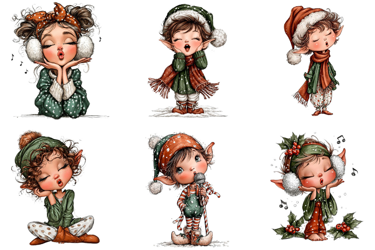 Elves Singing Clipart, an Illustration by DreamArtGraphic (Photo 2 of 5)