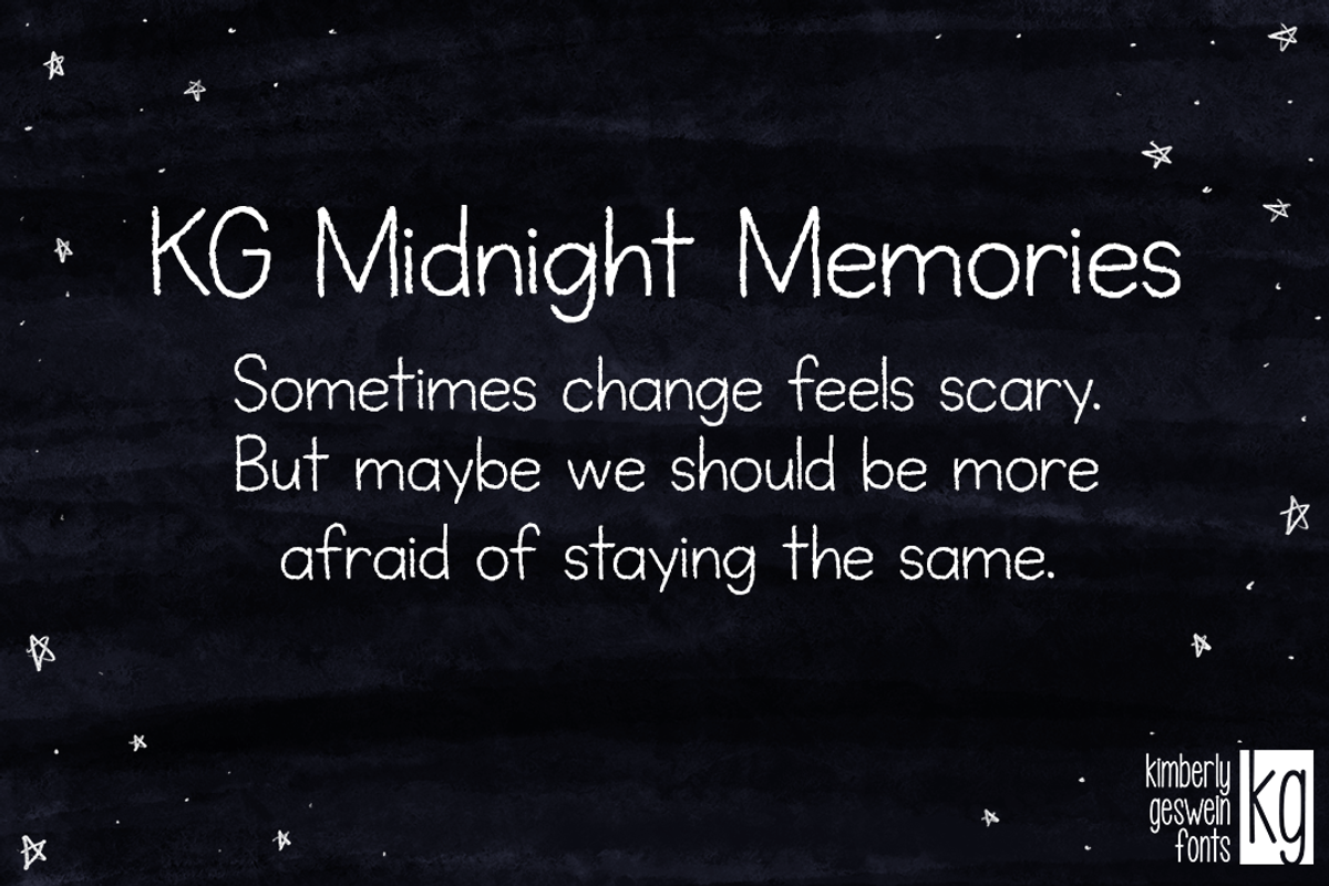 KG Midnight Memories, a Font by Kimberly Geswein Fonts (Photo 3 of 3)