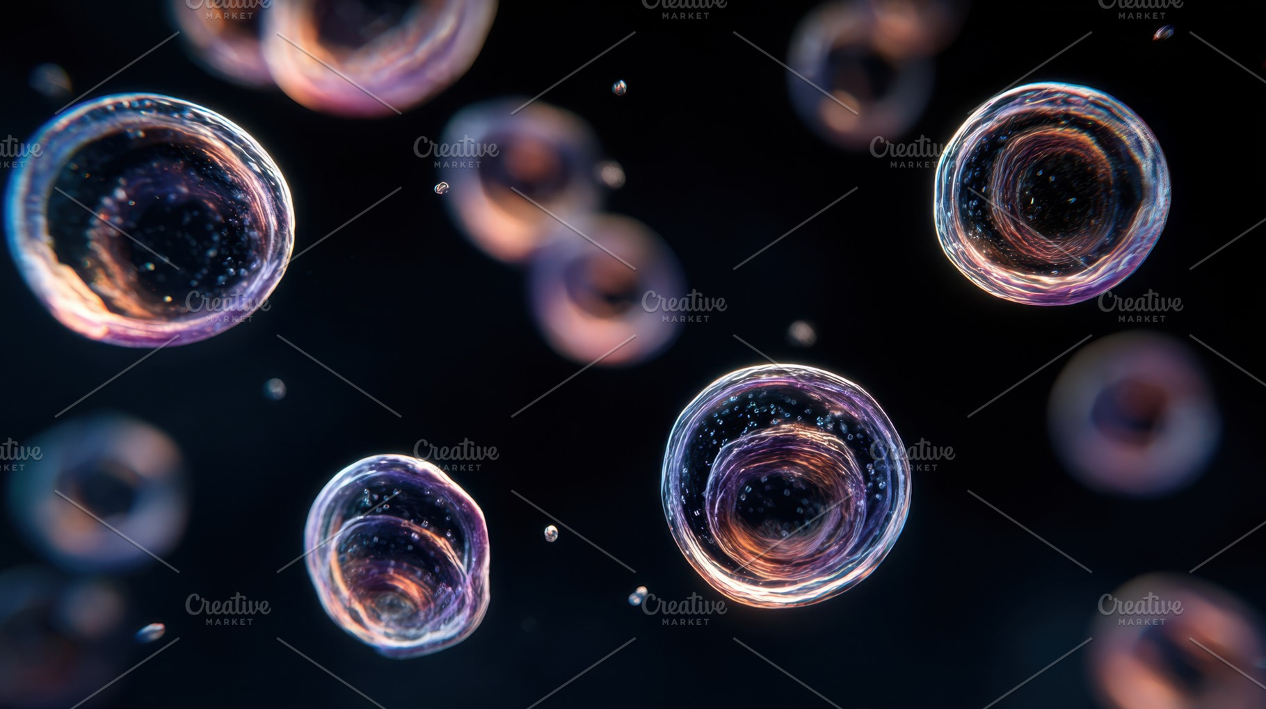 Cells float in dark space, a Photo by Beautiful things