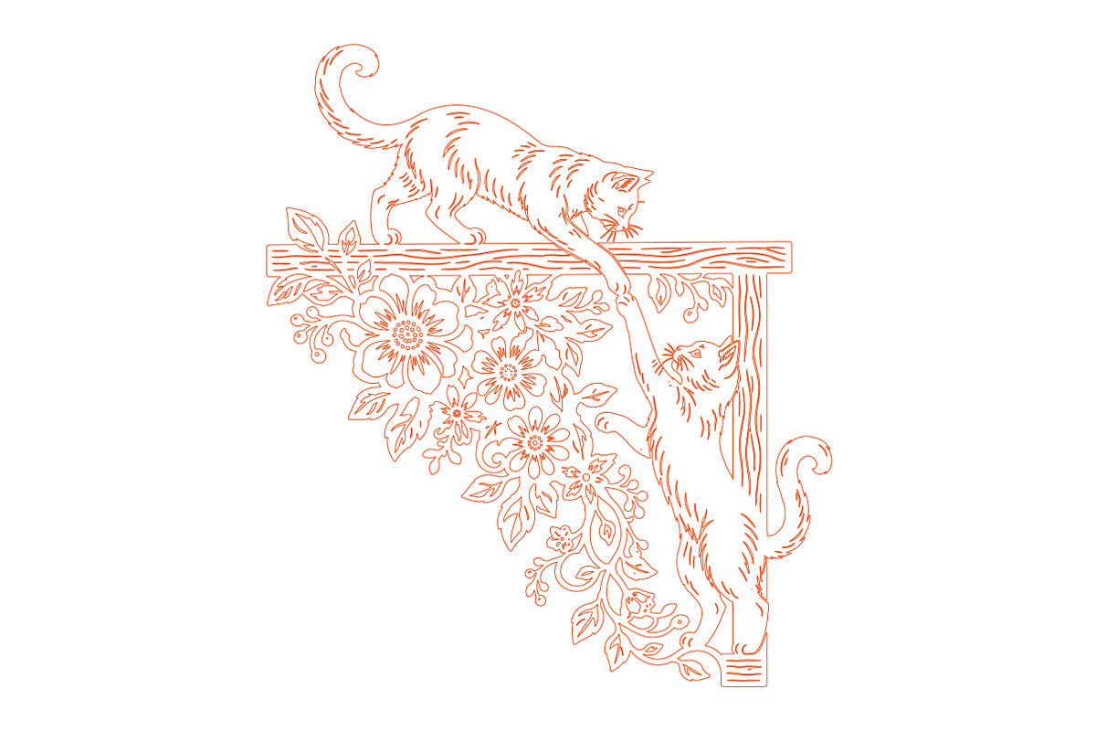 Cat Floral Laser Cut Wall Art, an Object Graphic by Rose Art (Photo 3 of 3)