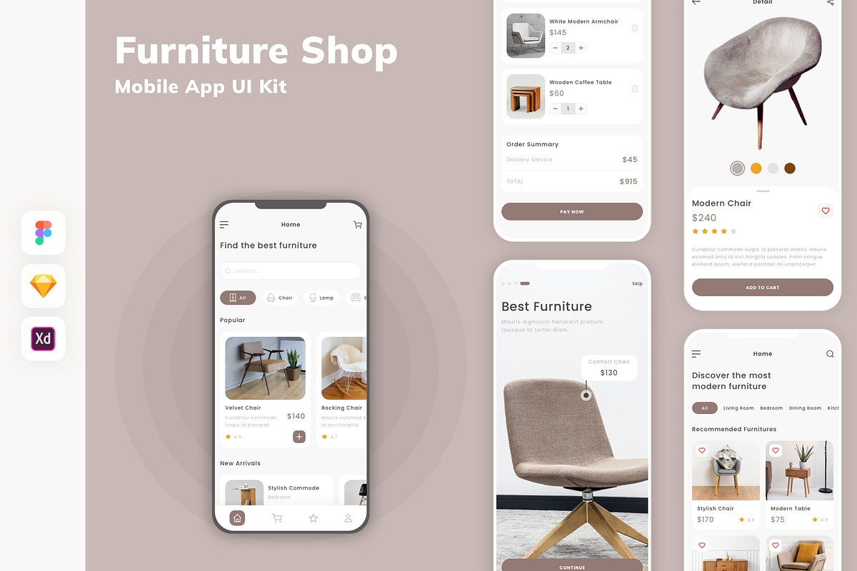 Furniture Shop Mobile App UI Kit, an UI Kit Template by uicube