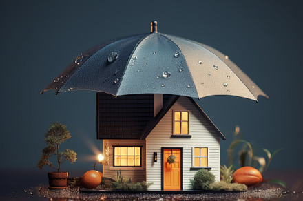 House under the umbrella protection, insurance and Real estate concept, a Business Photo by Natalia Klenova's Shop
