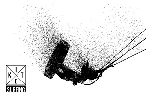 Silhouettes of a kitesurfer