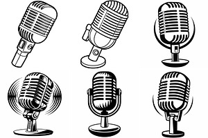Vintage Retro Microphones silhouette, an Object Graphic by Billah Hub