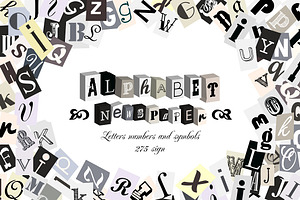 Newspaper Alphabet 275 symbols, a Texture Illustration by A.Lila