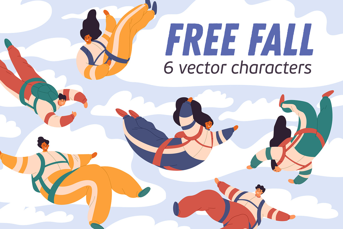 People skydiving. Free fall concept, a Person Illustration by Good Studio (Photo 1 of 3)