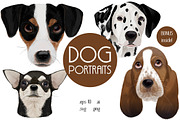Dog portraits.Vector illustrations., an Illustration by Indie Khisa (Thumbnail 1 of 9)