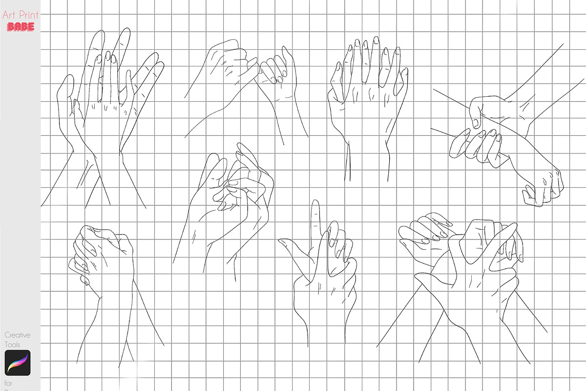 Procreate Anime Hands Couple Guides, a Brush Add-On by ArtPrintBabe (Photo 2 of 2)