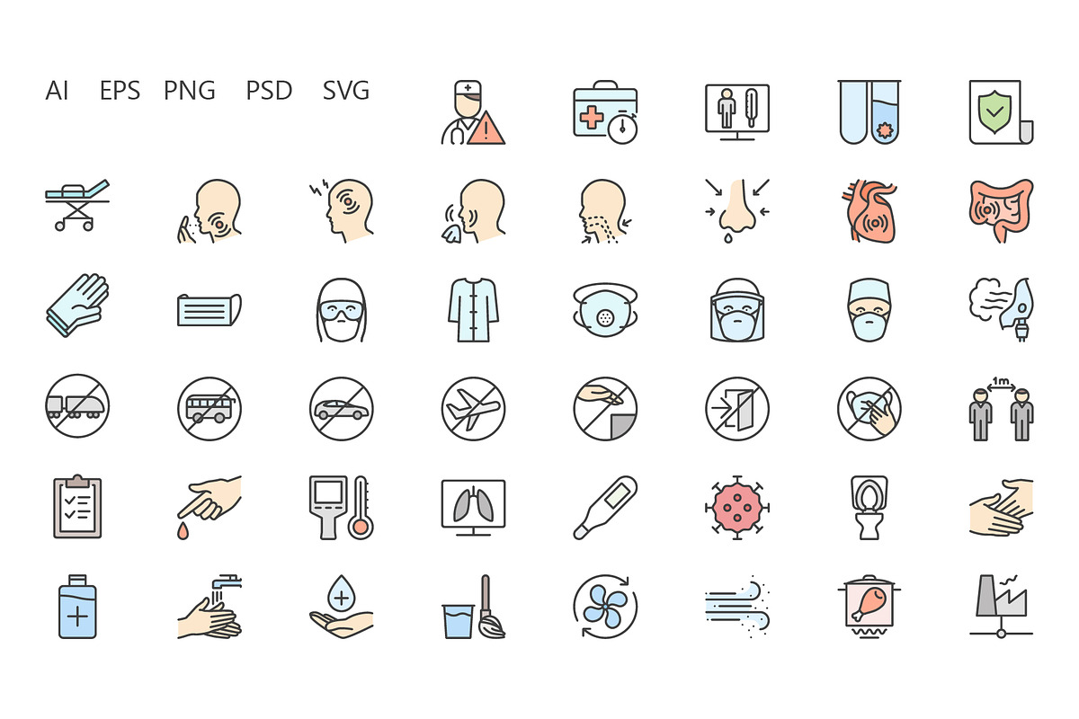 Stop virus colored outline iconset, an Outline Icon by LAFS (Photo 3 of 4)
