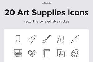 Art Tools Line Icons