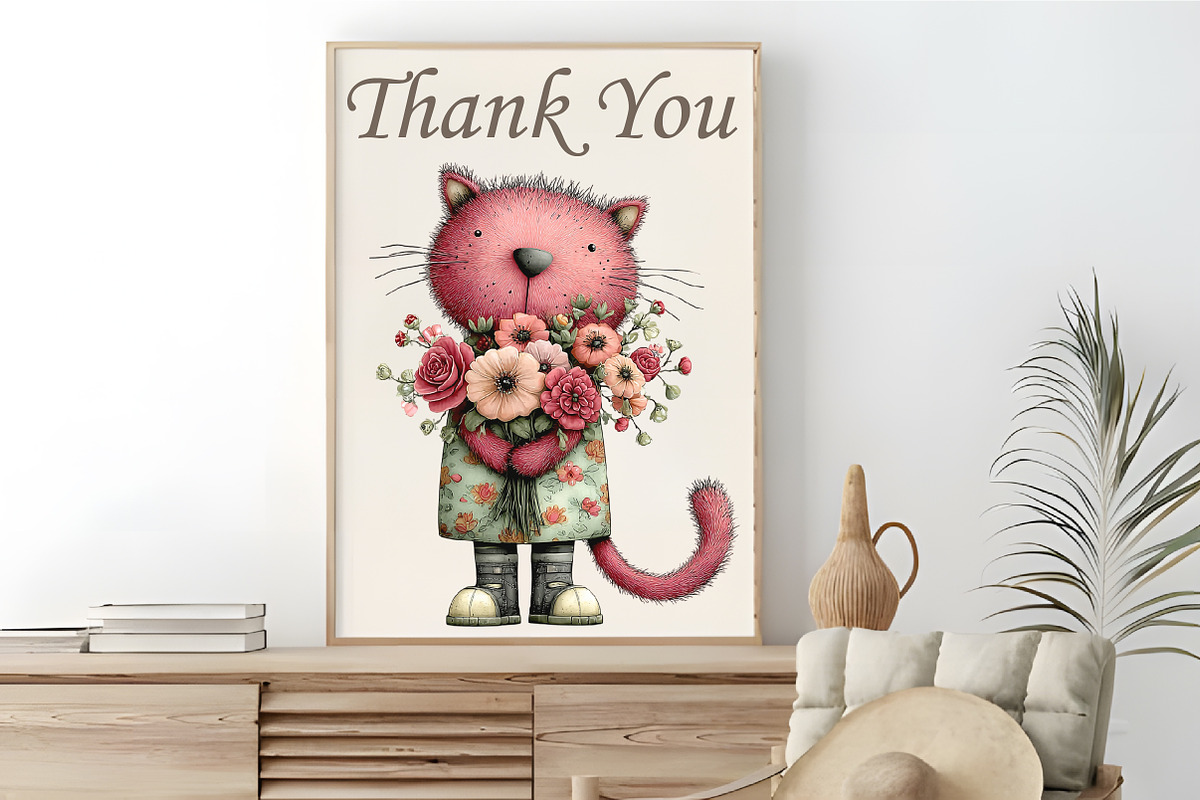 Whimsical Valentine Cats Clipart Set, an Animal Illustration by RobertsArt (Photo 4 of 6)