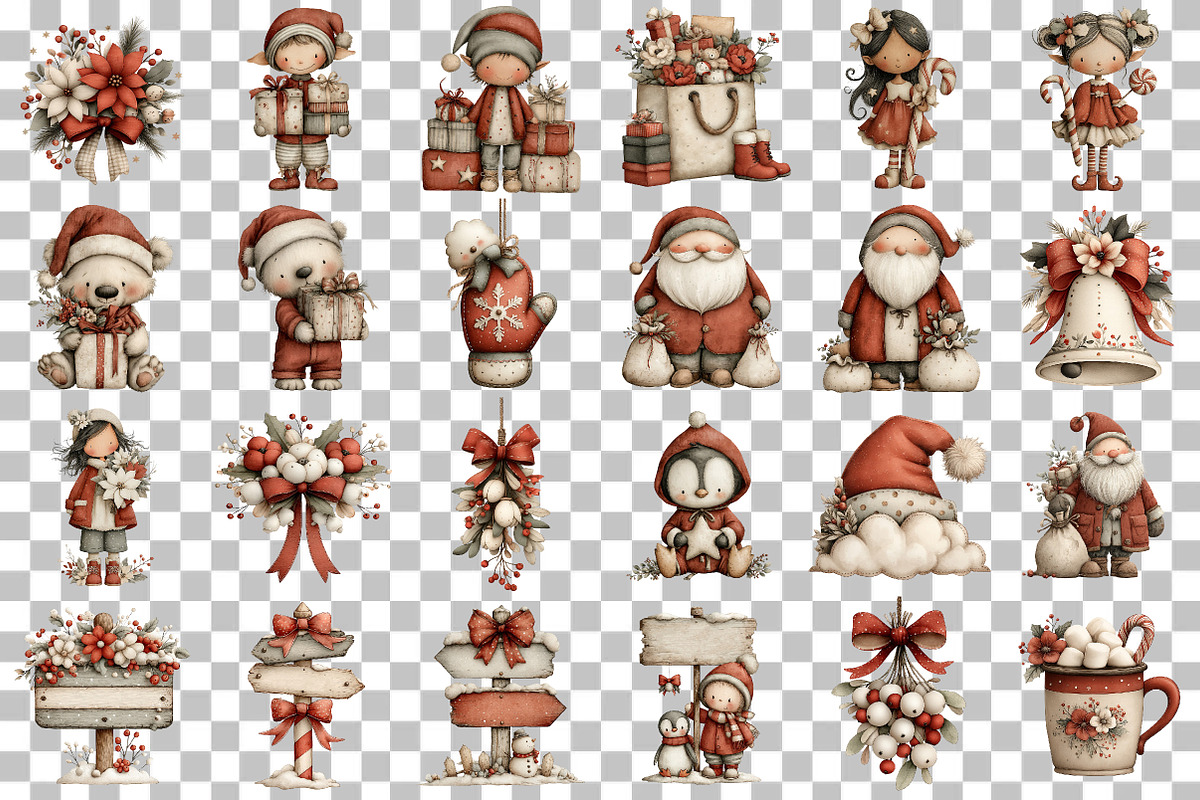 Whimsical Christmas Clipart, an Illustration by DreamCafeArt (Photo 4 of 7)