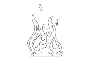 Fire flame line icon. Cartoon heat, an Illustration by the8monkey