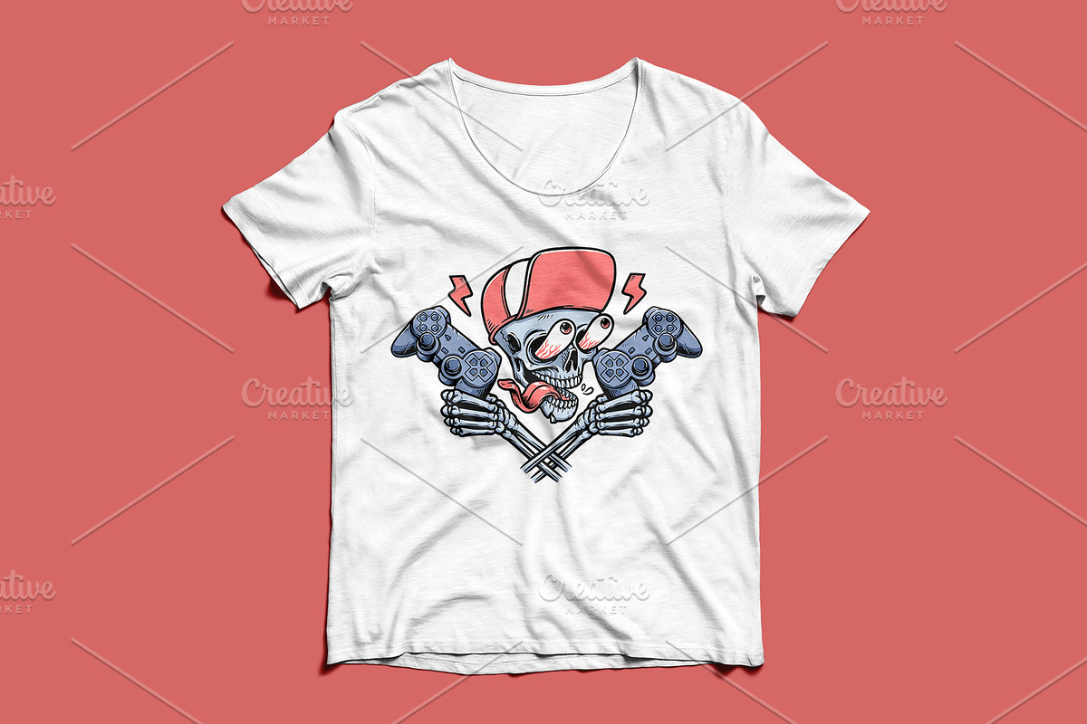 skull holding game controller, a Person Illustration by gunaonedesign (Photo 3 of 4)