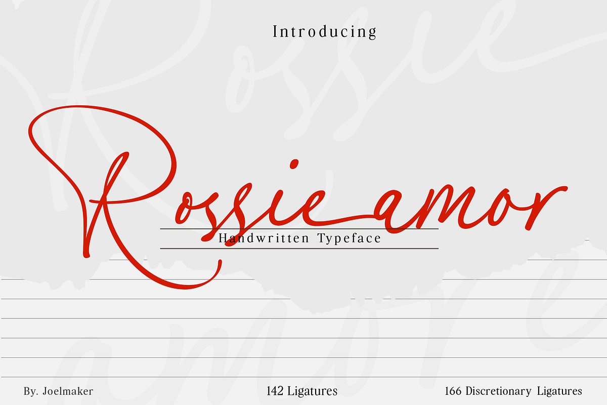 Rossie Amor, a Handwritten Font by joelmaker (Photo 1 of 15)