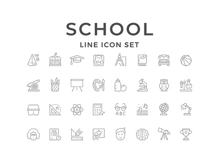 Set line icons of school, an Outline Icon by motorama