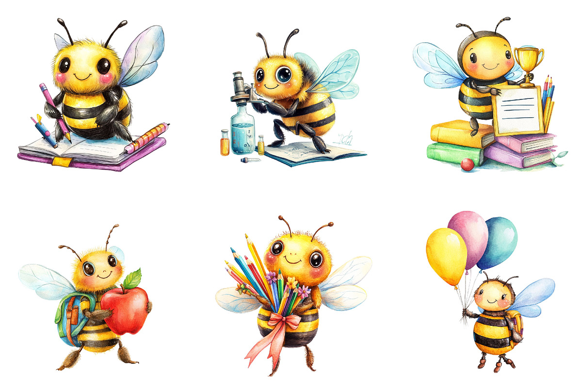 Back to School Bie Clipart, a Seasonal Illustration by Designking (Photo 4 of 5)
