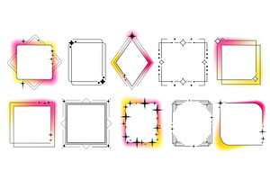 Geometric frames with gradient, an Illustration by art PVP - market