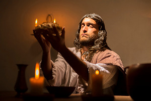 Jesus christ blessing bread and wine stock photo containing catholic and