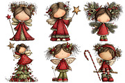 Whimsical Christmas Fairy Clipart, an Illustration by Pixels.Craft (Thumbnail 6 of 6)