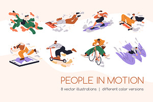 Active people in motion concept set, a Person Illustration by Good Studio