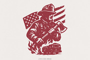 Firefighter PNG, American Flag, an Illustration by SharpMarketplace (Thumbnail 1 of 9)