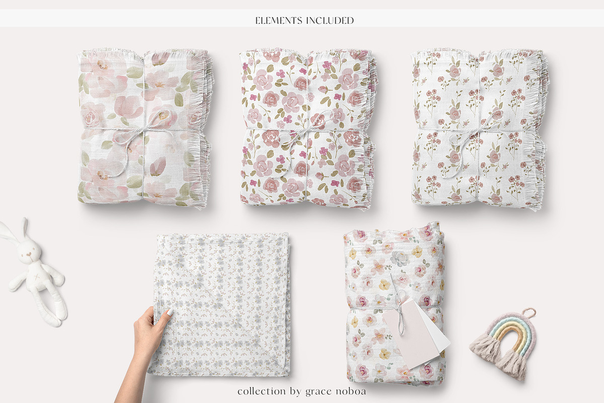 Floral Seamless Patterns & Cliparts, a Pattern Graphic by Grace Noboa Illustrations (Photo 7 of 17)