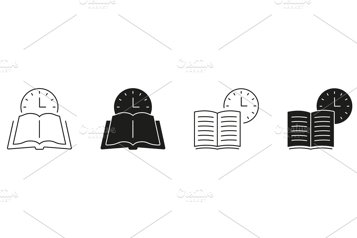 Open Book With Clock Icons, an Object Illustration by Gentle Studio