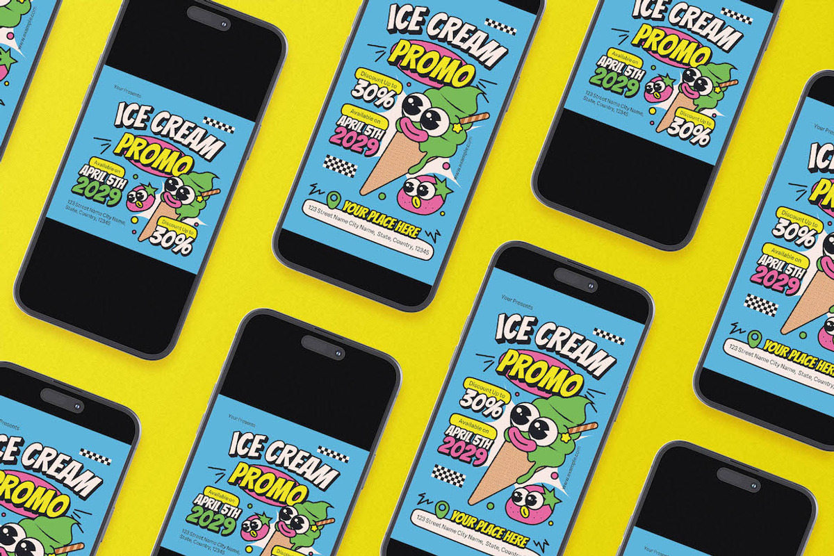 Playful Ice Cream Promo Flyer Set, a Flyer Template by Aiyari Graphic (Photo 2 of 3)