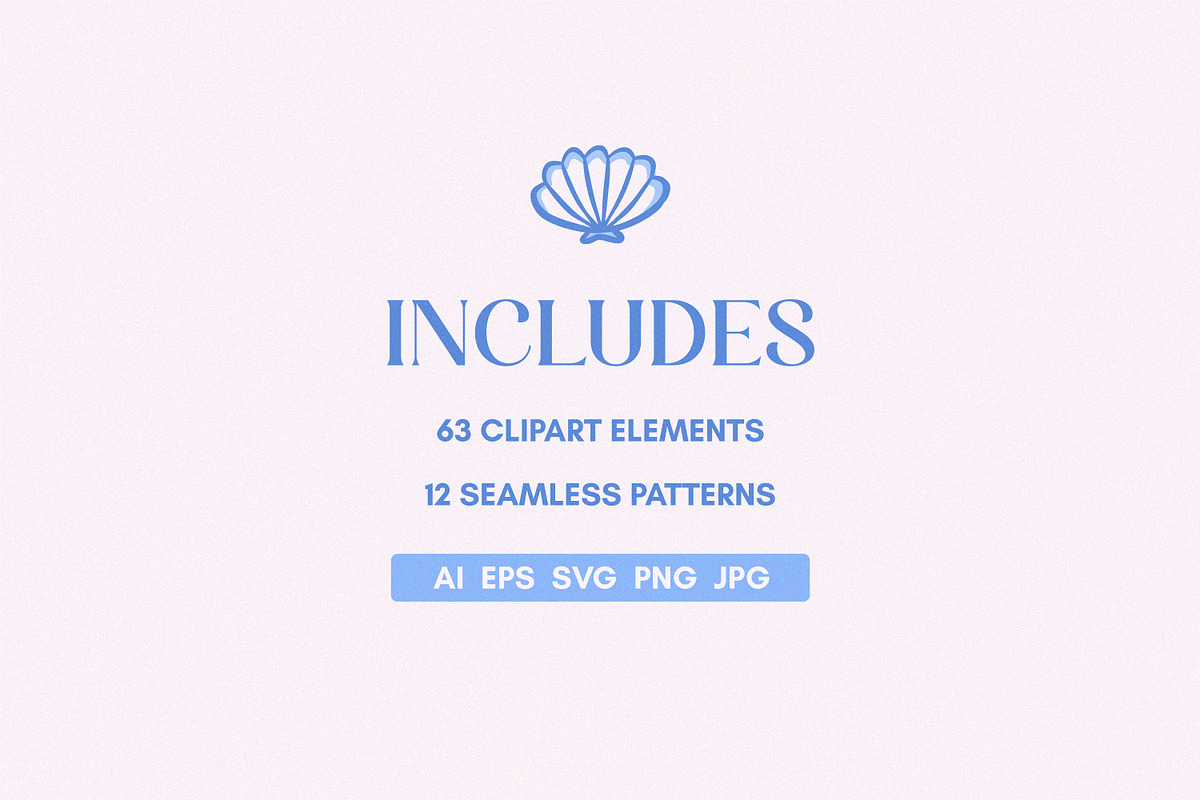 Seashells Clip Art & Patterns, an Object Graphic by Leila Divine (Photo 2 of 13)