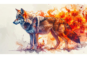 Wolf standing with fiery orange, an Animal Photo by Igor Tichonow