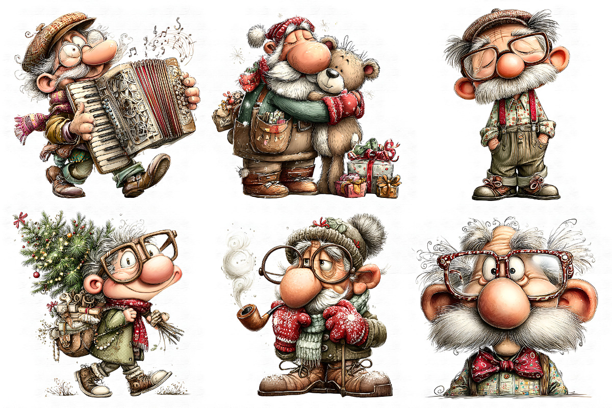 Retro Christmas Grandpa Clipart, an Illustration by Libby Wishes (Photo 2 of 7)
