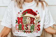 Merry Christmas Santa Hat Patchwork, a Seasonal Illustration by Canvas Craft (Thumbnail 3 of 6)