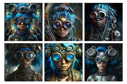 Blue Hair Steampunk Ladies