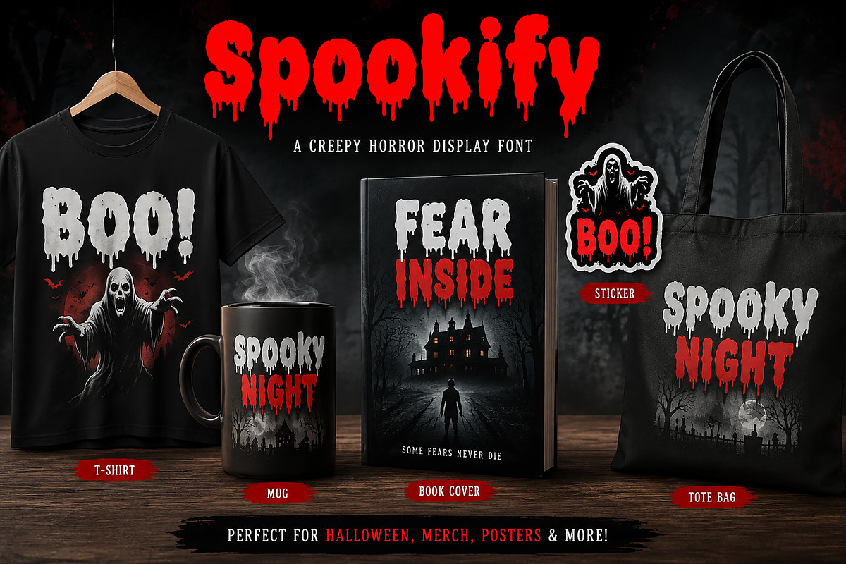 Spookify —Creepy Horror Display Font, a Slab Serif Font by Wow Magic (Photo 2 of 5)