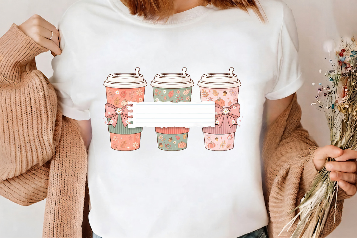 Custom Name Fall Coffee Cups PNG, a Seasonal Illustration by CrexoraLab (Photo 3 of 3)