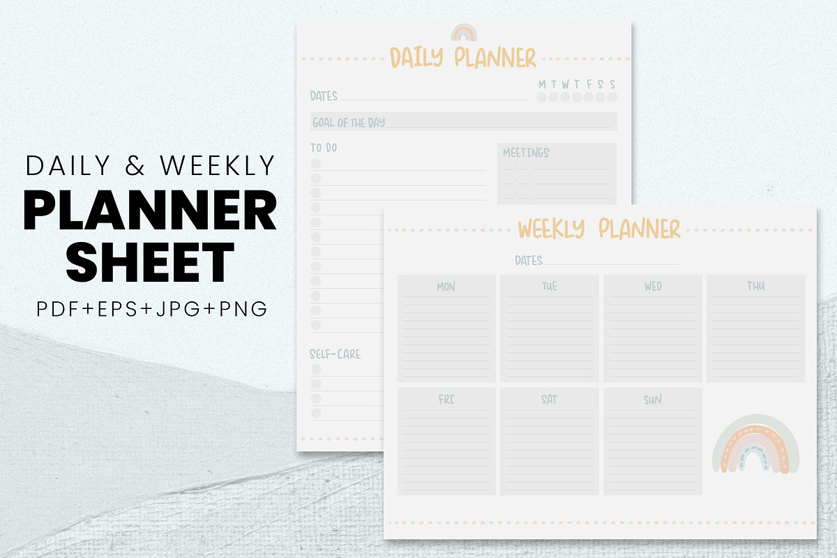 Daily and Weekly Planner Sheets, a Stationery Template by Creative Moxie Studio (Photo 1 of 4)